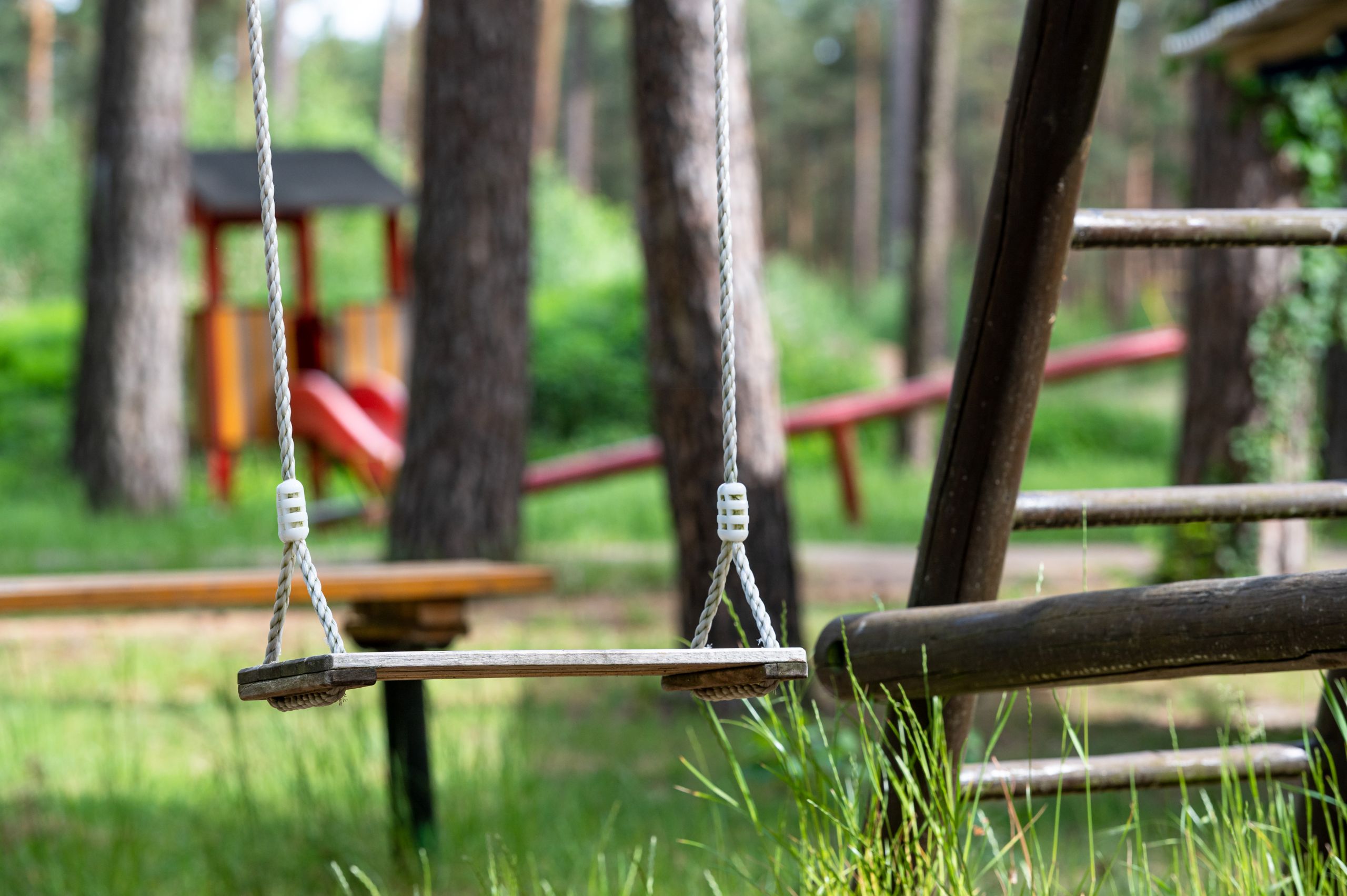 eine Leere Schaukel im Wald